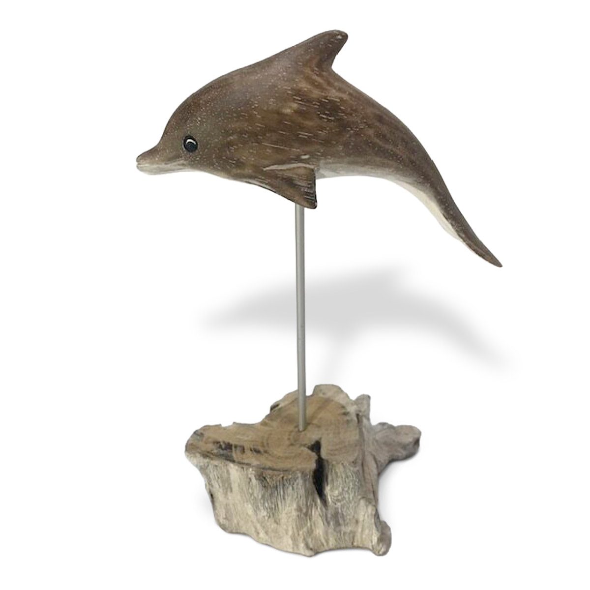 Wooden Dolphin Ornament on stand - Hand made and hand painted - cut out image.