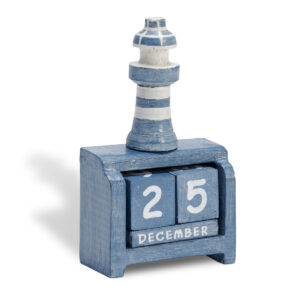Lighthouse block calendar blue and white stripes available from Shiny Happy Eco.