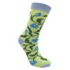 Bamboo sock with climbing flowers in blue. shoe size 3 / 7